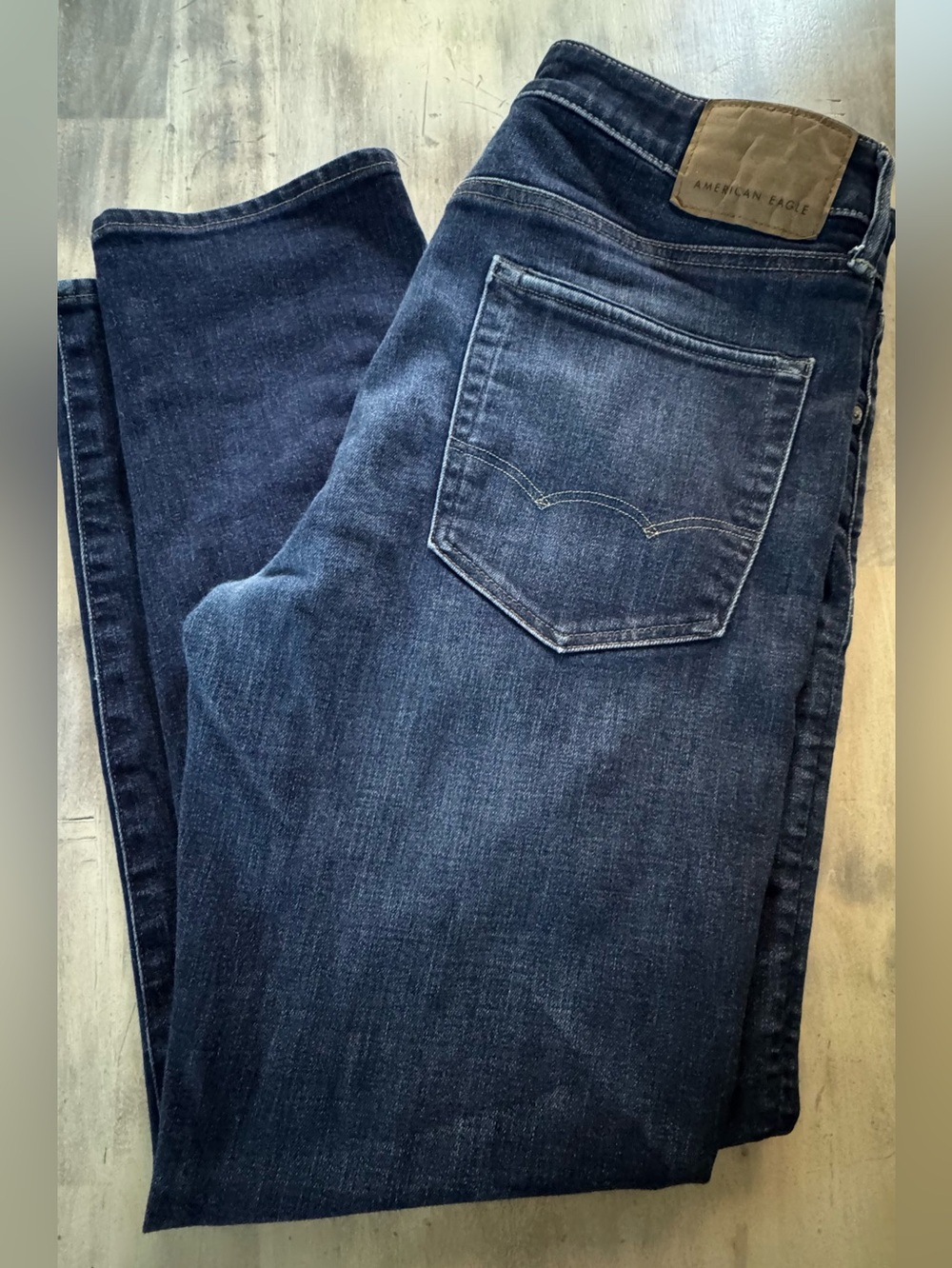 American Eagle Outfitters Men's Dark Blue airflex athletic Slim Jeans 34x32